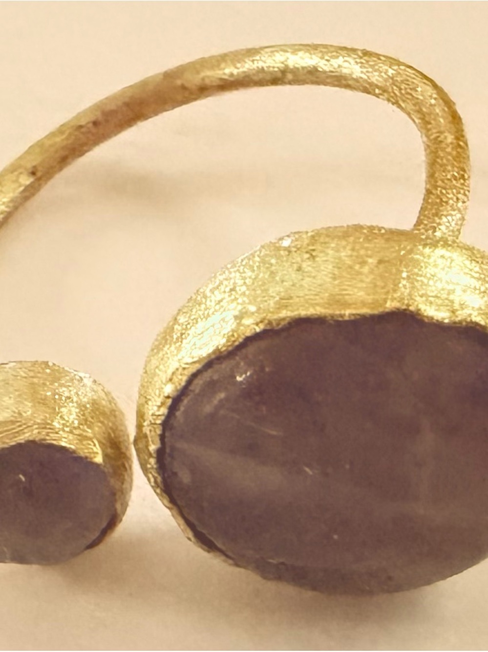 Italian Handmade Gold Ring with Dusky Purple Amethyst Stones